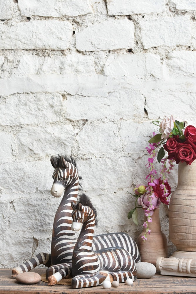 Ekaurr Savanna Rest set of 2 handcrafted resting animal figurines in earthy natural tones, artisan decorative sculpture pair for shelves and nature-inspired home decor