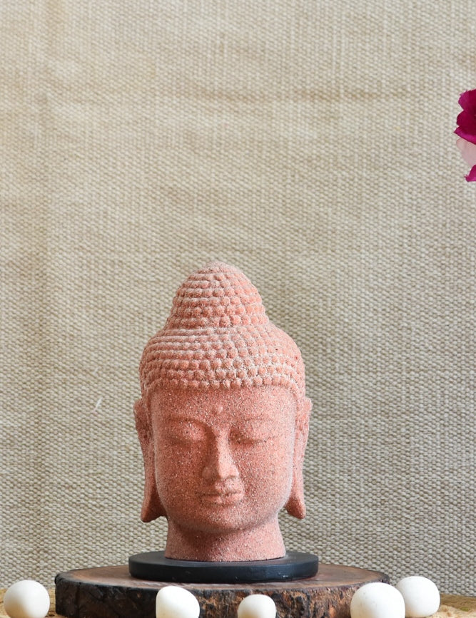 Ekaurr Serene Buddha handcrafted ceramic figurine with a calm meditative expression and natural earthy finish, artisan spiritual home decor sculpture for sacred or living spaces