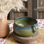 Ekaurr Serving Bowl with Handle handmade ceramic serving bowl with a single side handle in organic hand-glazed finish, artisan kitchen essential for easy dining service and casual table styling
