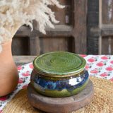 Ekaurr Serving Bowl with Lid handmade ceramic covered serving bowl with fitted lid in organic hand-glazed finish, artisan kitchen essential for dining and keeping food warm at the table
