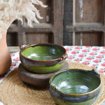 Ekaurr Set of 2 Serving Bowls handmade ceramic serving bowl pair in coordinated organic glaze, artisan kitchen essentials for everyday dining and paired table styling