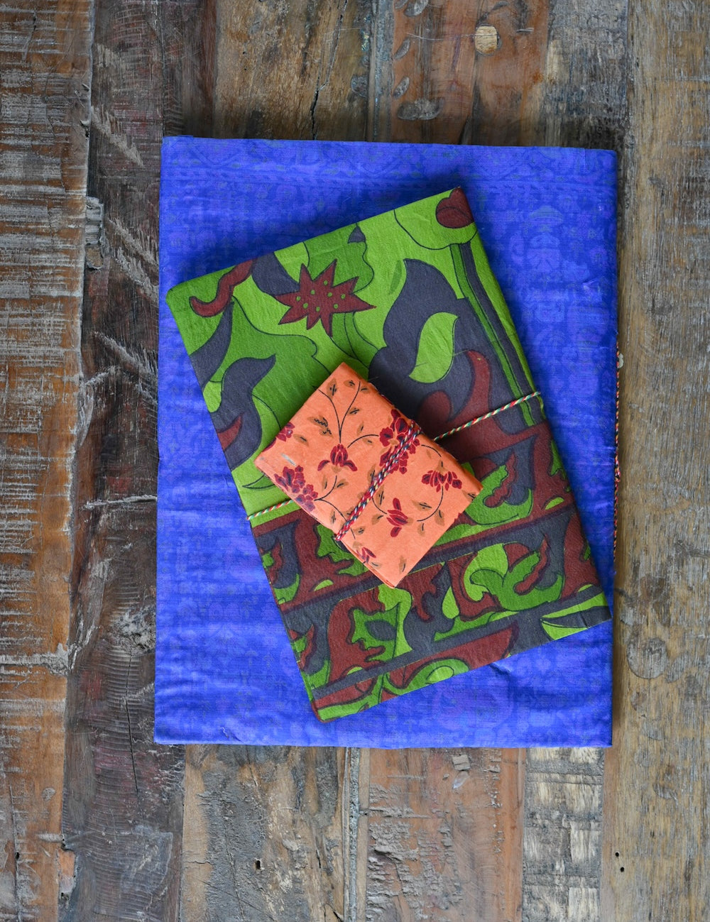Ekaurr Set of 3 Diaries handcrafted artisan paper diaries with fabric or printed covers in assorted designs, sustainable stationery gifting set for journaling writing and mindful everyday use
