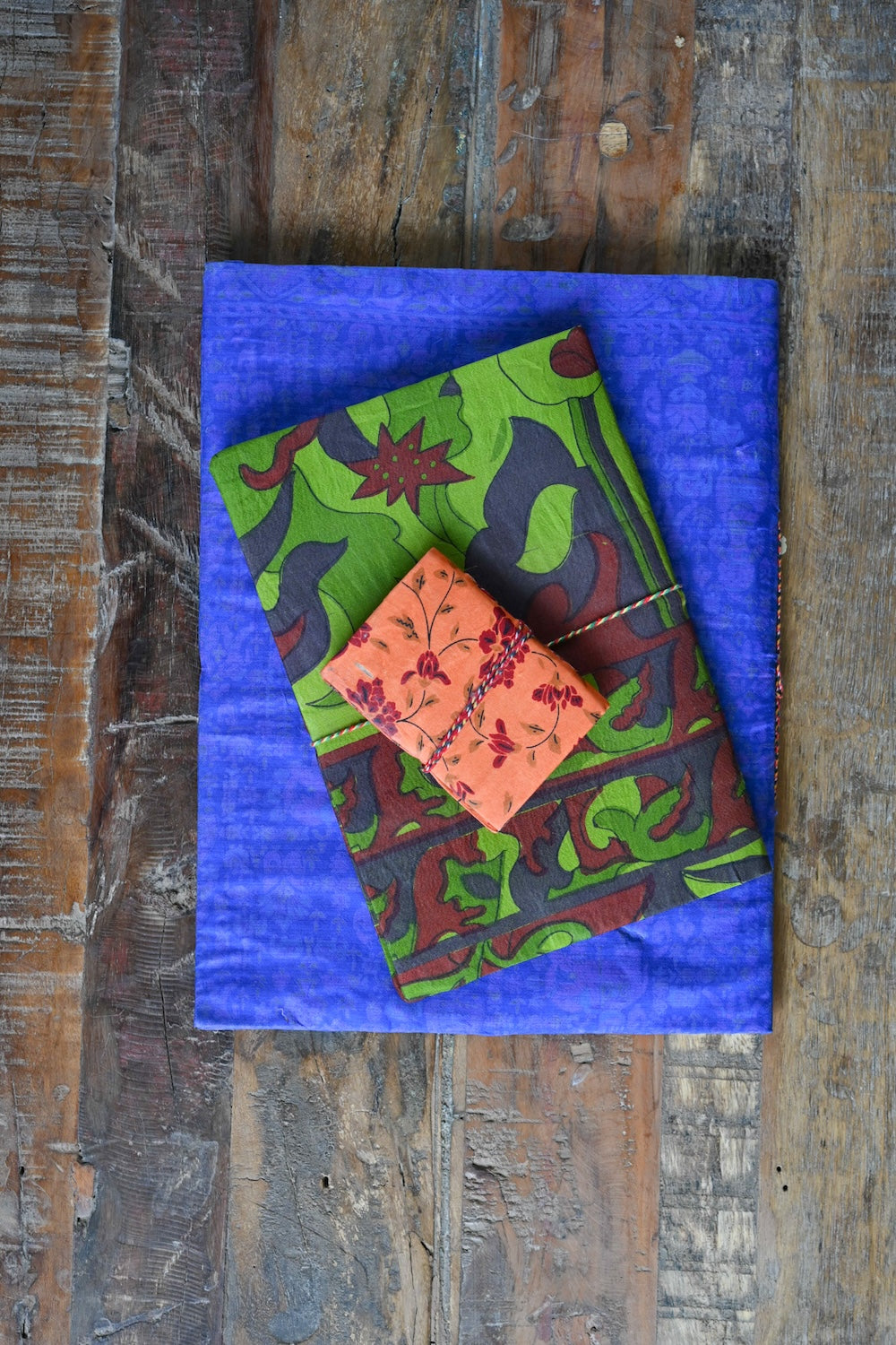 Ekaurr Set of 3 Diaries handcrafted artisan paper diaries with fabric or printed covers in assorted designs, sustainable stationery gifting set for journaling writing and mindful everyday use