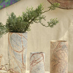 Ekaurr Set of 3 Multi-Purpose Forest Stone Jars in rich brown natural stone with unique veining in small, medium and large sizes, versatile as planters, pen stands or home organizers