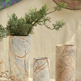 Ekaurr Set of 3 Multi-Purpose Forest Stone Jars in rich brown natural stone with unique veining in small, medium and large sizes, versatile as planters, pen stands or home organizers