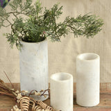 Ekaurr Set of 3 Multi-Purpose Marble Jars – natural marble storage jars with lids in three sizes, luxurious bathroom or kitchen decor