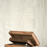 Ekaurr Nesting Wooden Boxes set of 3 shown closed with natural wood grain lids and hand-done finish