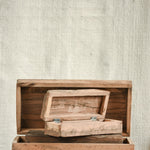 Ekaurr Set of 3 Wooden Boxes styled on a console as decorative storage, showing warm natural wood tones and artisan craftsmanship