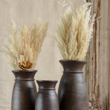 Ekaurr Set of 3 Reclaimed Wood Pots – graduated sizes in warm brown finish, handcrafted sustainable planters for dried flowers, bamboo, or home display