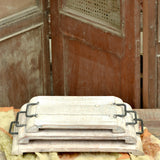Ekaurr Set of 3 Whitewashed Trays handcrafted wooden trays in three graduating sizes with soft whitewashed finish, rustic artisan serving or display tray set for home styling and gifting