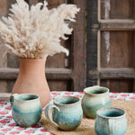 Ekaurr Set of 4 Tea or Coffee Mugs handmade ceramic mugs in organic hand-glazed form, artisan kitchen essentials for daily tea and coffee rituals and mindful morning table styling