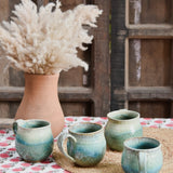 Ekaurr Set of 4 Tea or Coffee Mugs handmade ceramic mugs in organic hand-glazed form, artisan kitchen essentials for daily tea and coffee rituals and mindful morning table styling