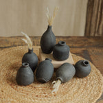 Ekaurr Set of 5 Terracotta Miniature Pots in Black Finish handmade small planters by rural Indian women artisans for tabletop display