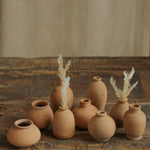Ekaurr Set of 5 Terracotta Miniature Pots in Natural Finish handcrafted by rural Indian women small pots for console shelf or faux plant display