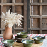 Ekaurr Set of 6 Multi-Purpose Bowls handmade ceramic bowls in six coordinated organic glaze forms, artisan kitchen essentials for snacking serving dips and versatile everyday dining