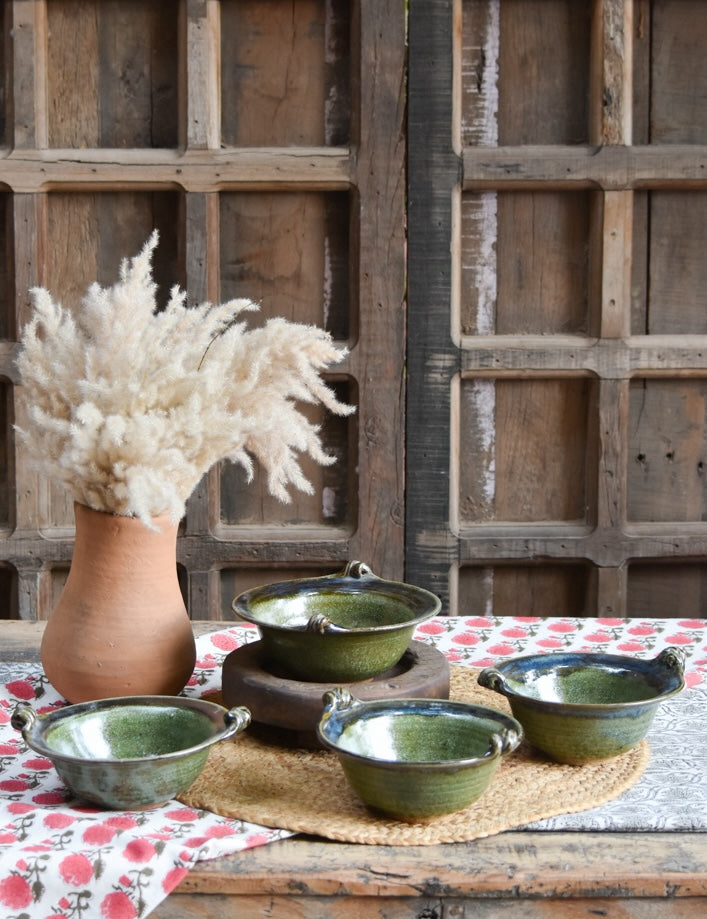 Ekaurr Set of 6 Multi-Purpose Bowls handmade ceramic bowls in six coordinated organic glaze forms, artisan kitchen essentials for snacking serving dips and versatile everyday dining