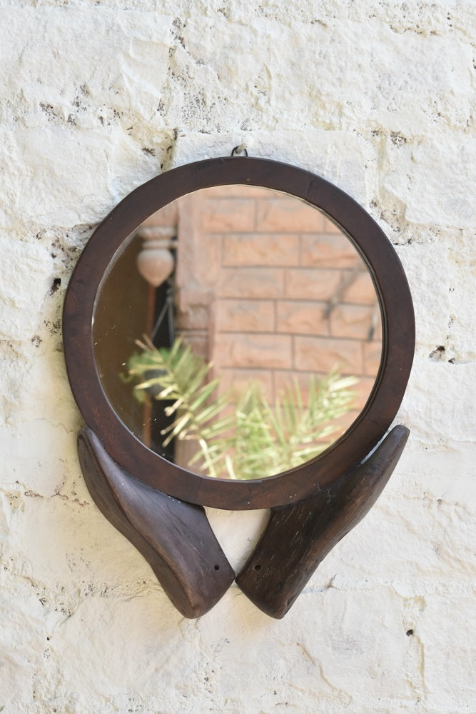 Ekaurr Shoe Mould Mirror vintage cobbler shoe last with an inset mirror, upcycled found object artisan wall decor combining functional reflection with eclectic heritage styling