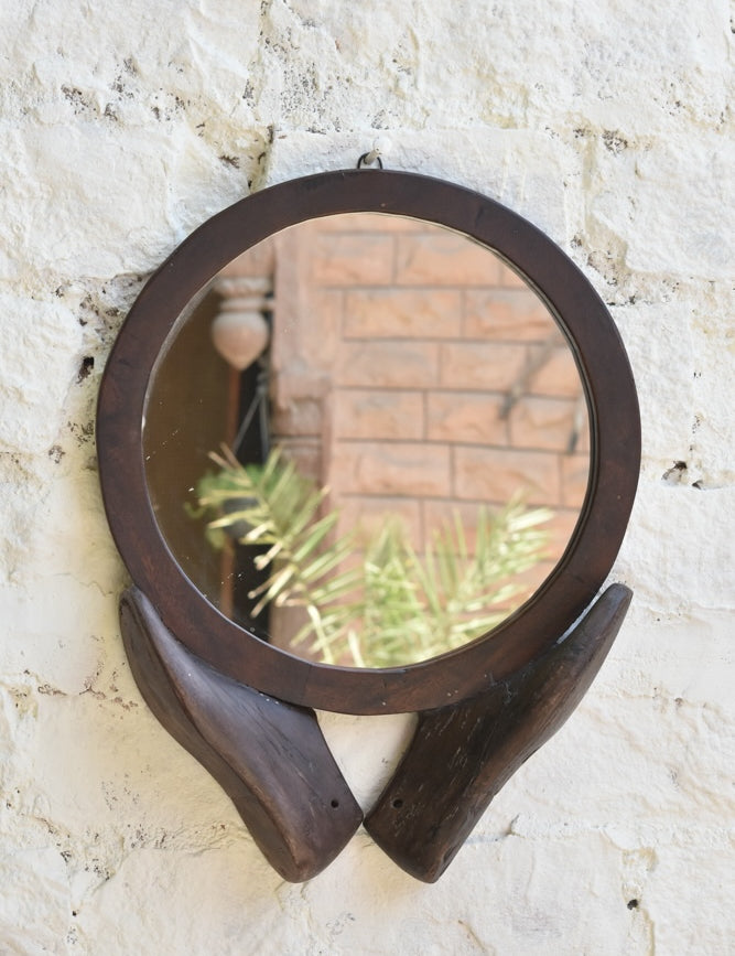 Ekaurr Shoe Mould Mirror vintage cobbler shoe last with an inset mirror, upcycled found object artisan wall decor combining functional reflection with eclectic heritage styling