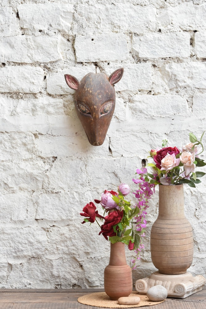 Ekaurr The Silent Guardian hand-carved wooden tribal wall mask with calm, watchful expression, vintage one-of-a-kind protective décor sculpture
