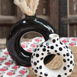 Ekaurr Solid Black Vase hand-glazed ceramic by charity artist Liora, bold matte black finish single ceramic vase made in India with revenue donated to charity