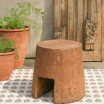 Ekaurr Solid Wood Chiseled Tapered Stool handcrafted solid wood stool with hand-chiselled tapered leg form and natural earthy finish, artisan rustic seating or display pedestal for home interiors