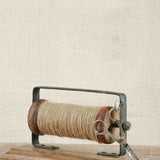 Ekaurr Spool with Jute Rope and Scissors vintage wooden thread spool styled with jute rope and old scissors, artisan craft-inspired found object display for desks shelves and eclectic home decor