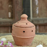 Ekaurr Sugandhi Terracotta Diffuser hand-thrown natural clay incense holder with perforated lid for stick and cone incense, handmade by rural artisans for daily ritual and home fragrance