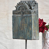 Ekaurr The Sunburst Pillar Decorative Stand hand-carved wooden column with radiating sunburst motif detailing, heritage artisan display stand for idols sculptures or decor accents