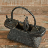 Ekaurr Teliya in Black Finish vintage Indian oil lamp carrier repurposed as a sculptural home decor accent in matte black finish, heritage found object for shelves and modern eclectic interiors