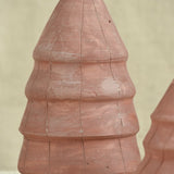 Ekaurr Set of 3 Terracotta Christmas Tree handcrafted natural clay tree figurines in three graduating sizes, rustic earthy festive decor for shelves mantels and seasonal gifting