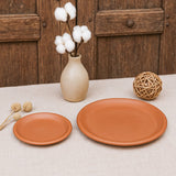 Ekaurr Terracotta Decorative Plate set of 2 handmade natural clay plates with decorative surface detailing crafted by rural Indian artisans, earthy artisan kitchen and table decor for conscious home dining and display
