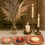 Ekaurr Terracotta Snack Set of 3 handmade natural clay snack plates or bowls crafted by rural Indian artisans, earthy artisan kitchen set for serving snacks dips and conscious everyday dining