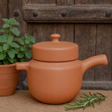 Ekaurr Terracotta Teapot with Lid handmade natural clay teapot with fitted lid spout and handle crafted by rural Indian artisans, earthy artisan kitchen essential for daily tea rituals and conscious home brewing