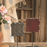 Ekaurr Textile Printing Block on Iron Base – Vintage Hand-Carved Wooden Block Mounted on Iron Stand, Heritage Décor
