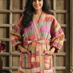 Ekaurr BIGDI The Artisan Hue Robe cotton open robe in a curated artisan palette of warm earthy hues with hand-dye or print detailing, artisan slow fashion layering piece for women from the BIGDI collection