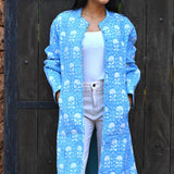 Ekaurr BIGDI The Blue City Threads Coat cotton quilted reversible coat in deep urban blue with city-inspired thread detailing, artisan slow fashion outerwear for women from the BIGDI Blazers Coats and Robes collection