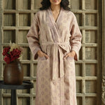 Ekaurr BIGDI The Eco Stitch Robe cotton open robe handcrafted from eco-conscious upcycled fabrics with visible hand-stitch surface detailing, artisan slow fashion layering piece for conscious women from the BIGDI collection