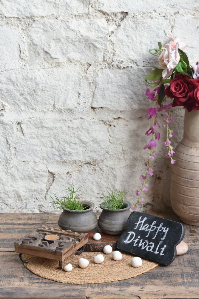 Ekaurr The Glow of Clay Flame Set curated artisan gift set of handmade terracotta clay candle or tea light holders by rural Indian artisans with complimentary greeting card, earthy sustainable gifting celebrating Indian clay craft for home ambience