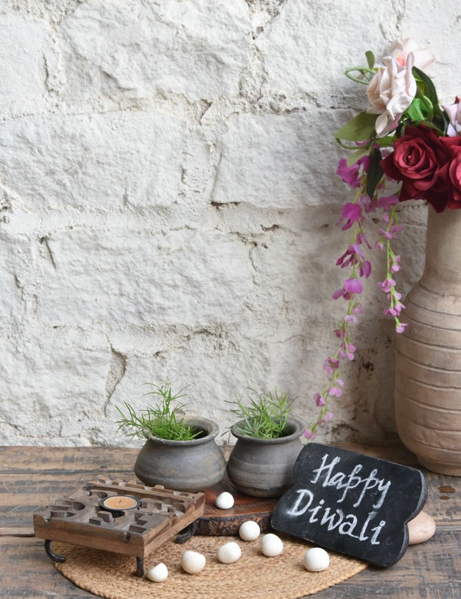 Ekaurr The Glow of Clay Flame Set curated artisan gift set of handmade terracotta clay candle or tea light holders by rural Indian artisans with complimentary greeting card, earthy sustainable gifting celebrating Indian clay craft for home ambience