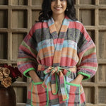 Ekaurr BIGDI The Handwoven Saga Robe cotton open robe with a richly handwoven or woven-textile surface celebrating the saga of Indian handloom craft, artisan slow fashion layering piece for women from the BIGDI collection