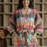 Ekaurr BIGDI The Handwoven Saga Robe cotton open robe with a richly handwoven or woven-textile surface celebrating the saga of Indian handloom craft, artisan slow fashion layering piece for women from the BIGDI collection