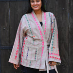 Ekaurr BIGDI The Neon Drift Kimono cotton open kimono with drifting neon-bright print panels in a bold contemporary colour palette, artisan slow fashion layering piece for women from the BIGDI collection