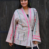 Ekaurr BIGDI The Neon Drift Kimono cotton open kimono with drifting neon-bright print panels in a bold contemporary colour palette, artisan slow fashion layering piece for women from the BIGDI collection