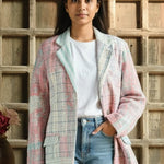 Ekaurr BIGDI The Recrafted Edit Blazer handcrafted blazer built from recrafted upcycled textiles in a curated editorial composition, artisan slow fashion statement outerwear for conscious women celebrating Indian craft