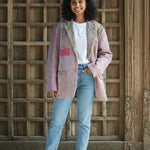 Ekaurr BIGDI The Slow Stitch Blazer handcrafted blazer celebrating visible hand-stitching in the slow fashion tradition with a folk kantha or embroidered surface, artisan conscious outerwear for women from the BIGDI collection
