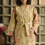 Ekaurr BIGDI The Textural Story Robe cotton open robe with richly layered tactile textile surface in earthy patchwork or woven tones, artisan slow fashion layering piece for women from the BIGDI Blazers Coats and Robes collection