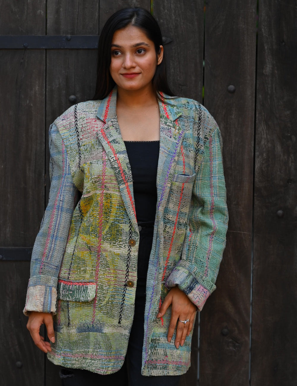Ekaurr BIGDI The Vibrant Edit Blazer cotton quilted blazer in a bold curated multicolour vibrant edit, artisan slow fashion statement outerwear for women from the BIGDI Blazers Coats and Robes collection