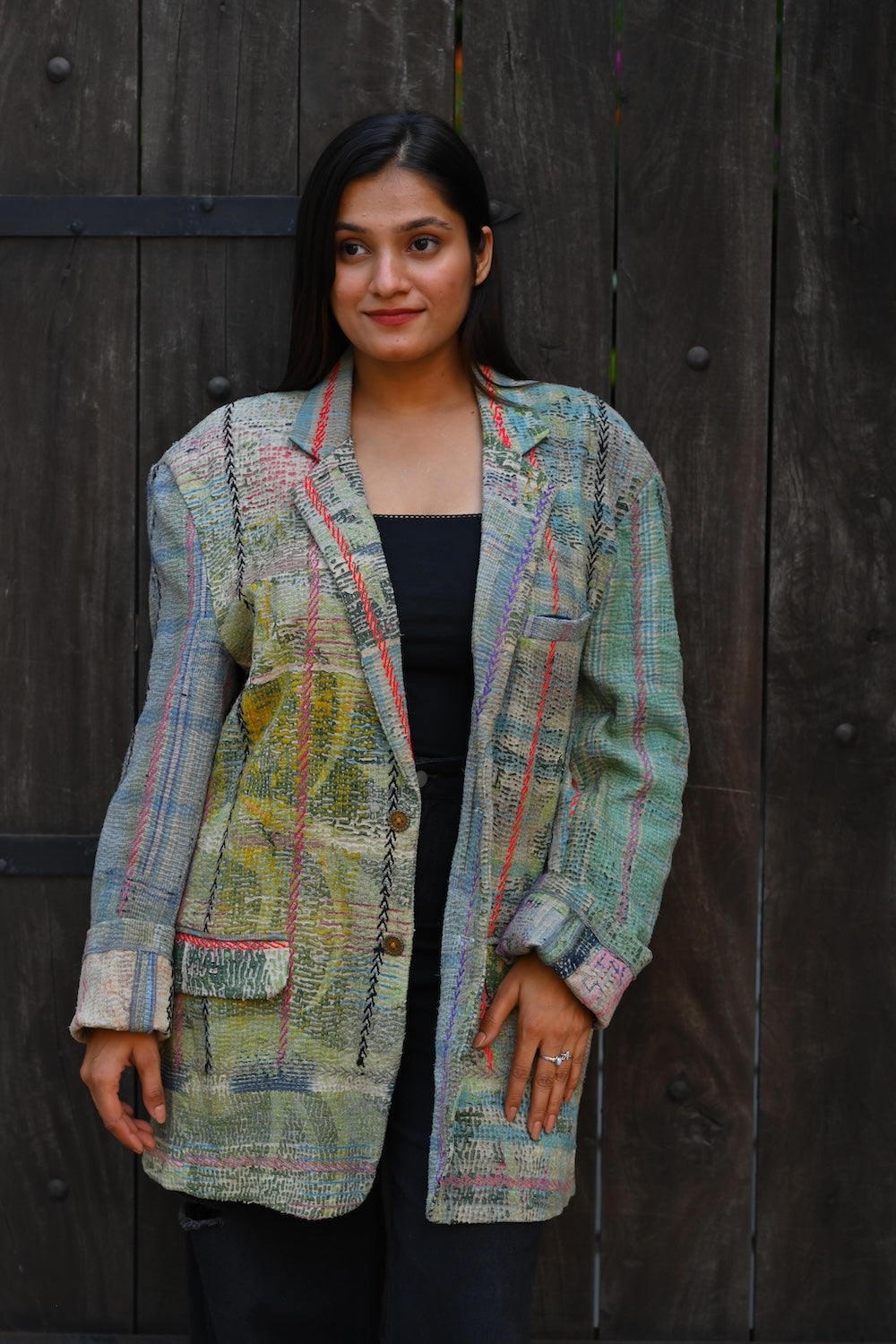Ekaurr BIGDI The Vibrant Edit Blazer cotton quilted blazer in a bold curated multicolour vibrant edit, artisan slow fashion statement outerwear for women from the BIGDI Blazers Coats and Robes collection