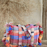 Ekaurr Threaded Tales Bag with Fringes handcrafted kantha or patchwork fabric tote bag with tassel fringe detailing, artisan Indian textile accessory for everyday use and boho-inspired styling