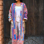 Ekaurr Threads of Color Jacket handcrafted artisan jacket in multicolour kantha stitch or patchwork fabric construction with vibrant layered textile character, slow fashion statement outerwear for conscious women's styling